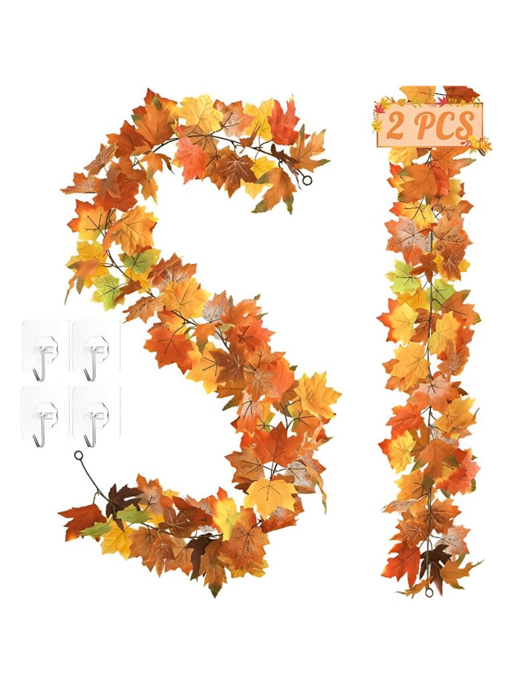 11.8FT Fall Decor, 2 Pack Fall Garland for Mantle, Fall Decorations for Home